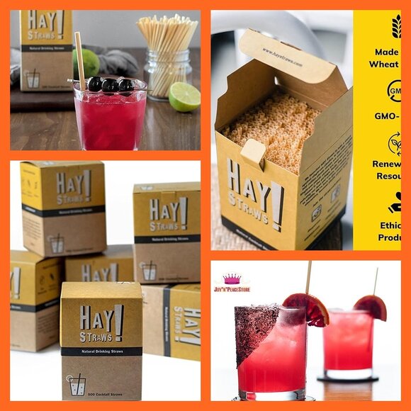 HAY! Straws 5" 100% Natural Wheat Compostable Cocktail Straws 500/Pack - Picture 1 of 5